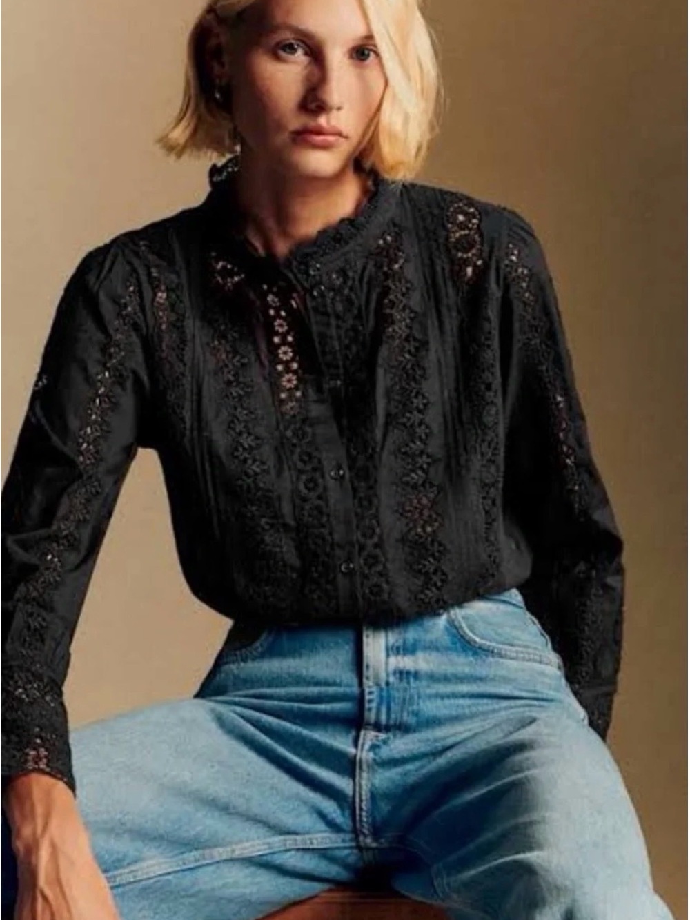 Sezane Rym Shirt in Black (Size 42)